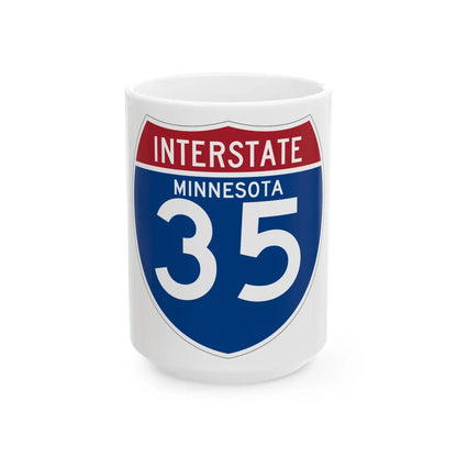 I-35 MN (Minnesota) (Road Sign) White Coffee Mug 15oz - Go Mug Yourself