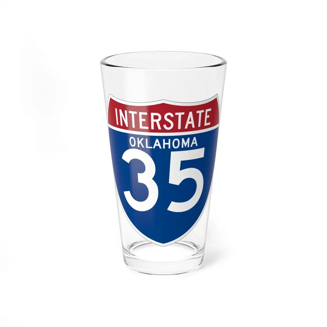 I-35 OK (Oklahoma) (Road Sign) Pint Glass 16oz 16oz - Go Mug Yourself