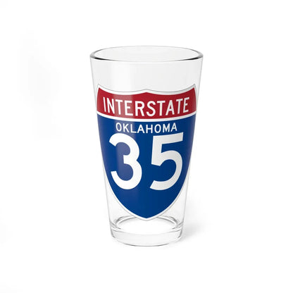I-35 OK (Oklahoma) (Road Sign) Pint Glass 16oz 16oz - Go Mug Yourself