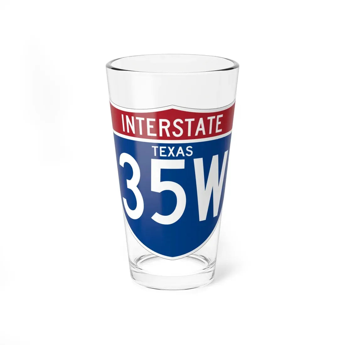 I-35W TX (Texas) (Road Sign) Pint Glass 16oz 16oz - Go Mug Yourself