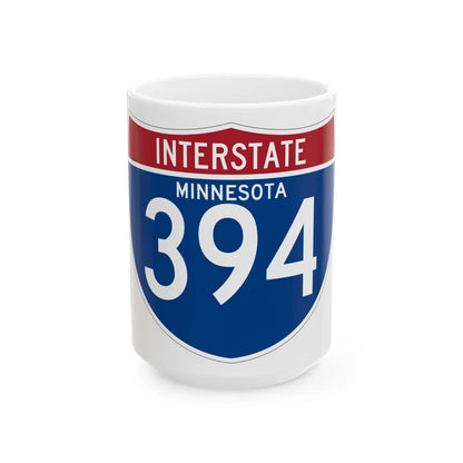 I-394 MN (Minnesota) (Road Sign) White Coffee Mug 15oz - Go Mug Yourself