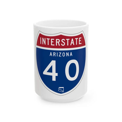 I-40 AZ 1957 (Arizona) (Road Sign) White Coffee Mug 15oz - Go Mug Yourself