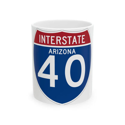 I-40 AZ (Arizona) (Road Sign) White Coffee Mug 11oz - Go Mug Yourself