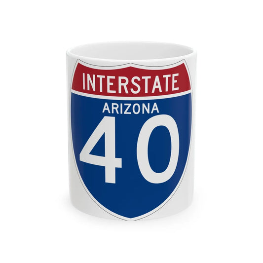 I-40 AZ (Arizona) (Road Sign) White Coffee Mug 11oz - Go Mug Yourself