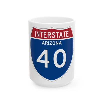 I-40 AZ Metric (Arizona) (Road Sign) White Coffee Mug 15oz - Go Mug Yourself