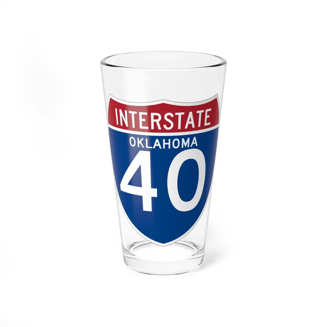 I-40 OK (Oklahoma) (Road Sign) Pint Glass 16oz 16oz - Go Mug Yourself