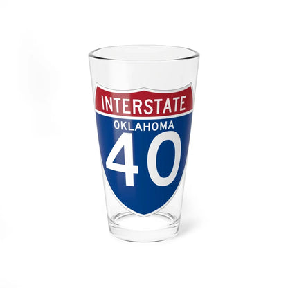 I-40 OK (Oklahoma) (Road Sign) Pint Glass 16oz 16oz - Go Mug Yourself