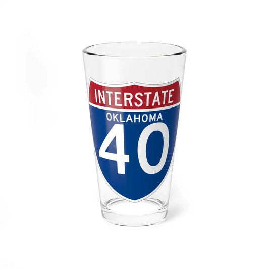 I-40 OK (Oklahoma) (Road Sign) Pint Glass 16oz 16oz - Go Mug Yourself