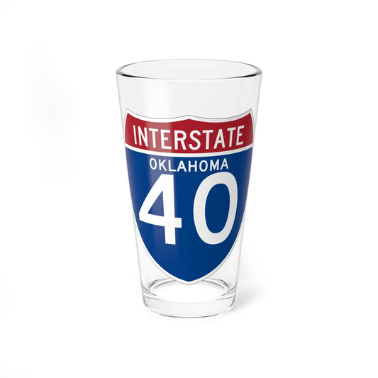 I-40 OK (Oklahoma) (Road Sign) Pint Glss 16oz 16oz - Go Mug Yourself