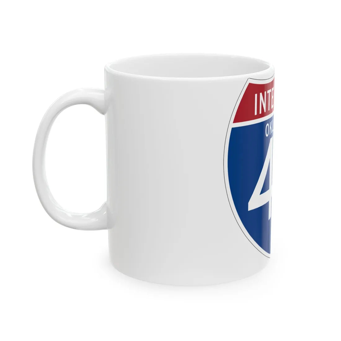 I-40 OK (Oklahoma) (Road Sign) White Coffee Mug - Go Mug Yourself