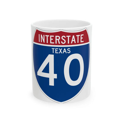 I-40 TX (Texas) (Road Sign) White Coffee Mug 11oz - Go Mug Yourself