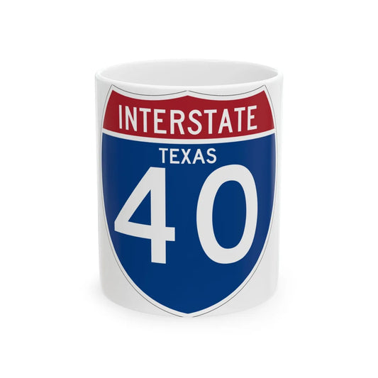 I-40 TX (Texas) (Road Sign) White Coffee Mug 11oz - Go Mug Yourself