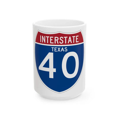 I-40 TX (Texas) (Road Sign) White Coffee Mug 15oz - Go Mug Yourself