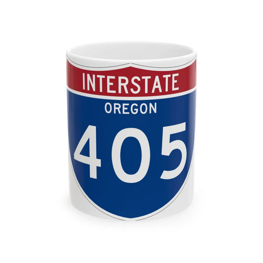 I-405 OR Metric (Oregon) (Road Sign) White Coffee Mug 11oz - Go Mug Yourself