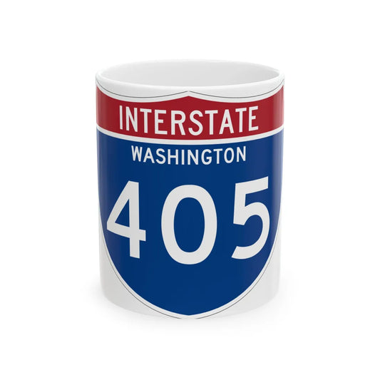 I-405 WA Metric (Washington) (Road Sign) White Coffee Mug 11oz - Go Mug Yourself