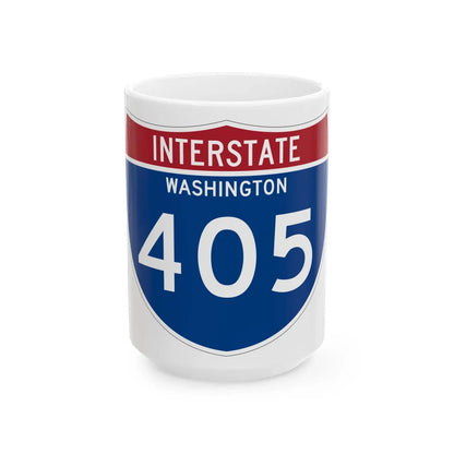 I-405 WA Metric (Washington) (Road Sign) White Coffee Mug 15oz - Go Mug Yourself