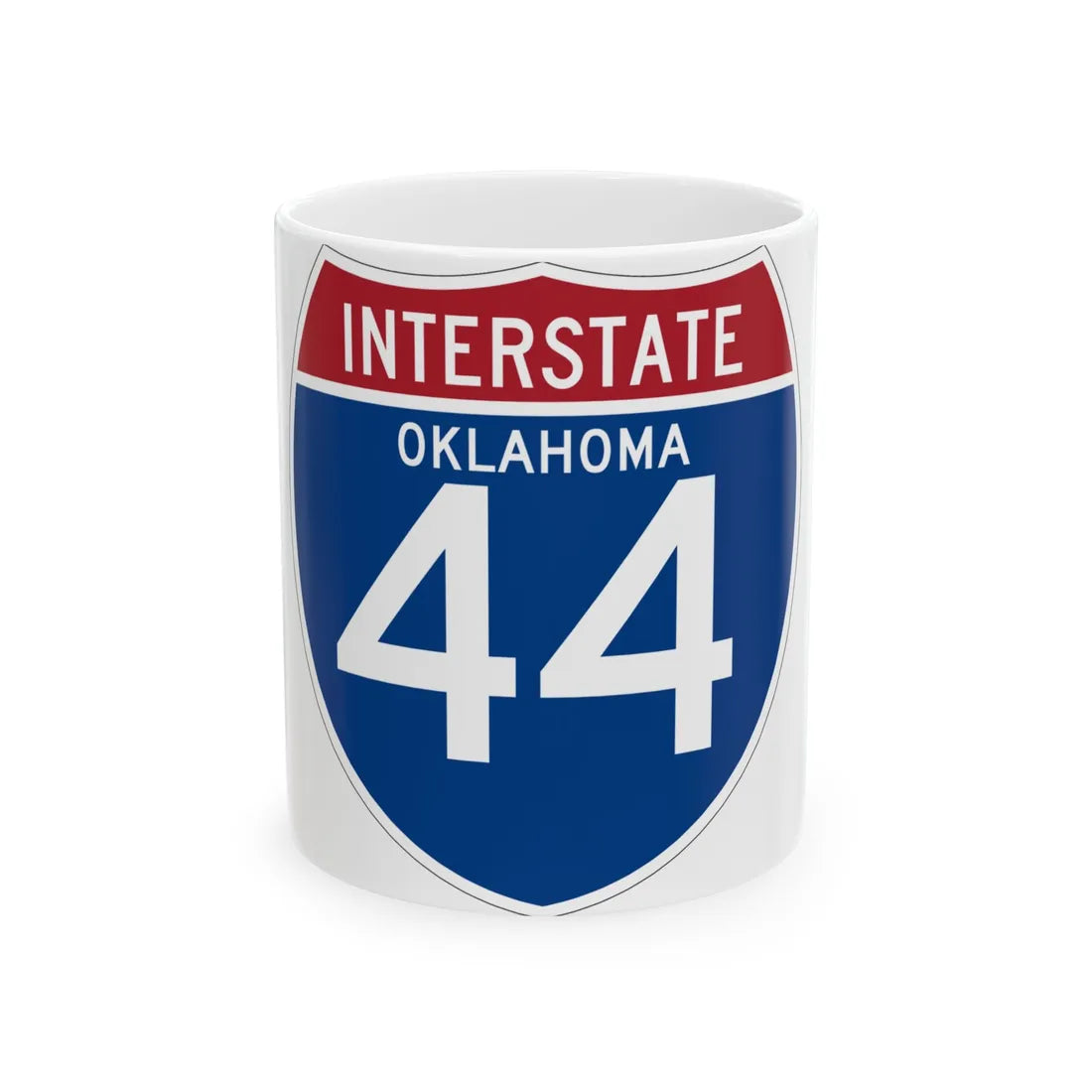 I-44 OK (Oklahoma) (Road Sign) White Coffee Mug 11oz - Go Mug Yourself