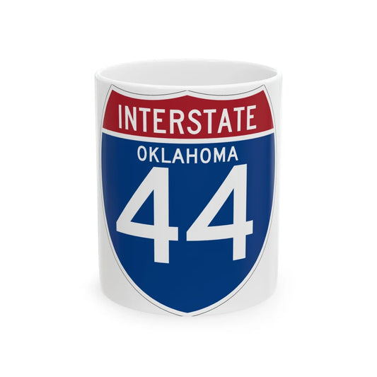 I-44 OK (Oklahoma) (Road Sign) White Coffee Mug 11oz - Go Mug Yourself