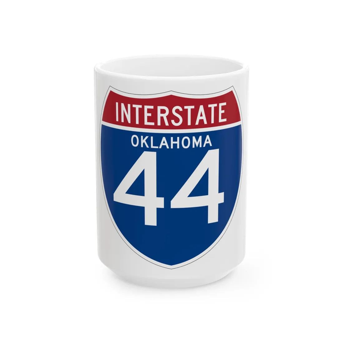 I-44 OK (Oklahoma) (Road Sign) White Coffee Mug 15oz - Go Mug Yourself