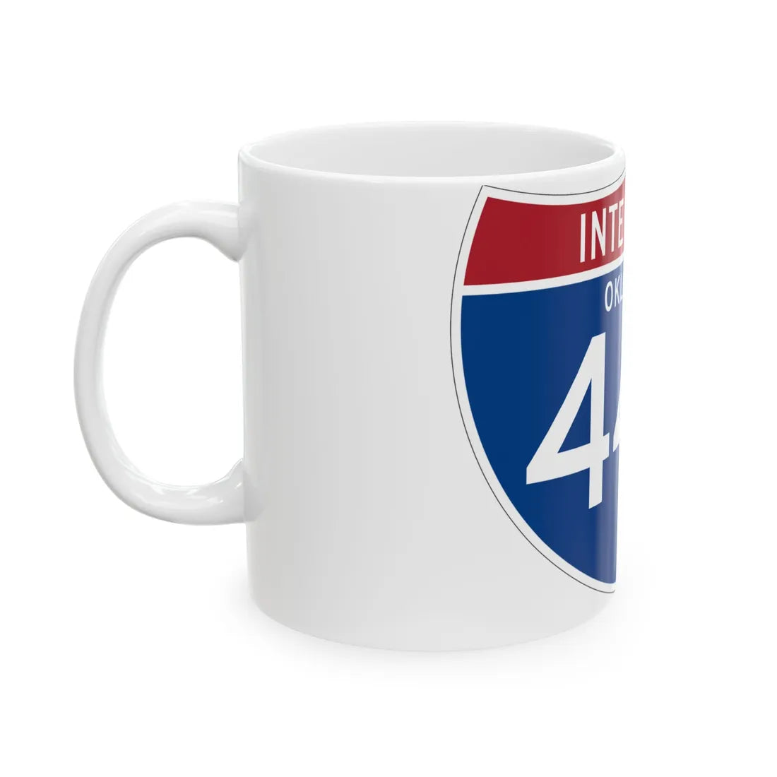 I-444 OK (Oklahoma) (Road Sign) White Coffee Mug - Go Mug Yourself