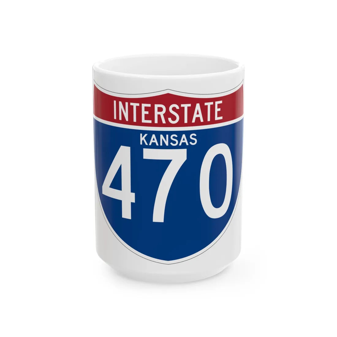 I-470 KS (Kansas) (Road Sign) White Coffee Mug 15oz - Go Mug Yourself