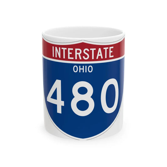 I-480 OH Metric (Ohio) (Road Sign) White Coffee Mug 11oz - Go Mug Yourself
