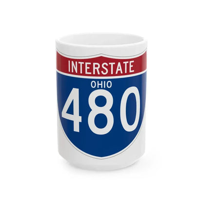 I-480 OH (Ohio) (Road Sign) White Coffee Mug 15oz - Go Mug Yourself