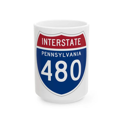 I-480 PA 1957 (Pennsylvania) (Road Sign) White Coffee Mug 15oz - Go Mug Yourself