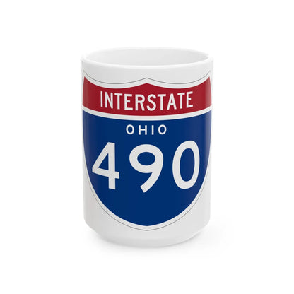 I-490 OH 1961 (Ohio) (Road Sign) White Coffee Mug 15oz - Go Mug Yourself