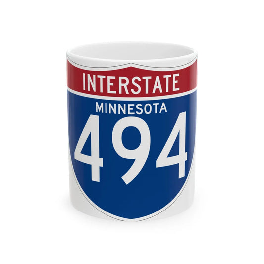 I-494 MN (Minnesota) (Road Sign) White Coffee Mug 11oz - Go Mug Yourself