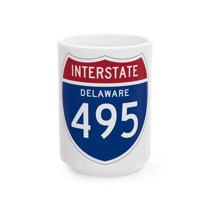 I-495 DE 1957 (Delaware) (Road Sign) White Coffee Mug 15oz - Go Mug Yourself