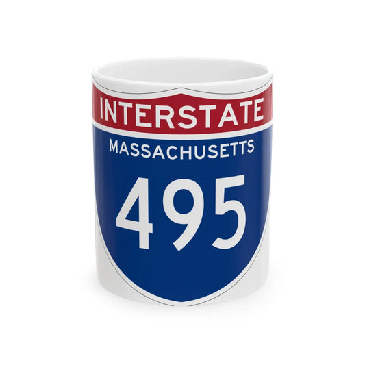 I-495 MA (Massachusetts) (Road Sign) White Coffee Mug 11oz - Go Mug Yourself