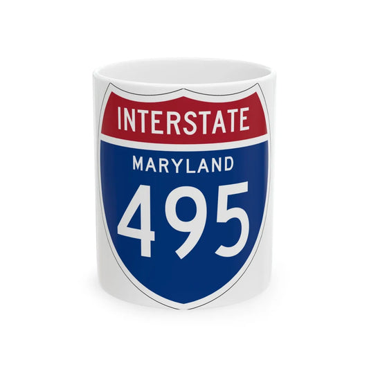 I-495 MD 1957 (Maryland) (Road Sign) White Coffee Mug 11oz - Go Mug Yourself