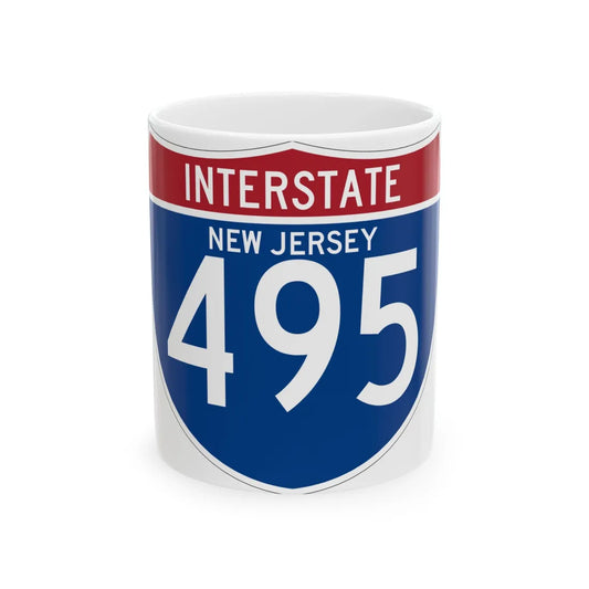 I-495 NJ (New Jersey) (Road Sign) White Coffee Mug 11oz - Go Mug Yourself
