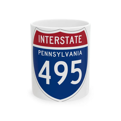 I-495 PA 1957 (Pennsylvania) (Road Sign) White Coffee Mug 11oz - Go Mug Yourself