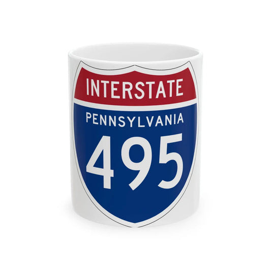 I-495 PA 1957 (Pennsylvania) (Road Sign) White Coffee Mug 11oz - Go Mug Yourself