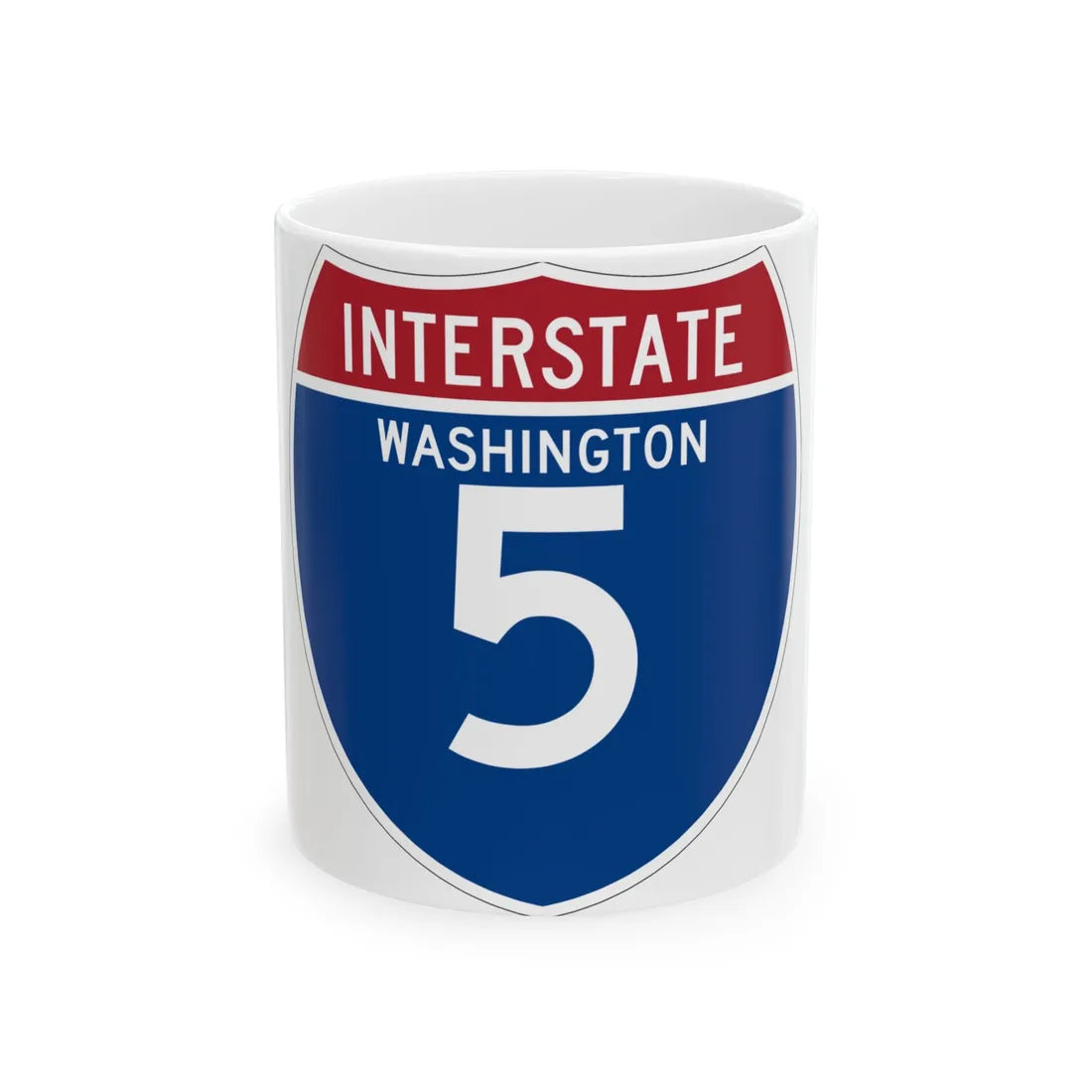 I-5 WA (Washington) (Road Sign) White Coffee Mug 11oz - Go Mug Yourself