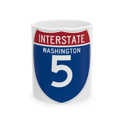 I-5 WA (Washington) (Road Sign) White Coffee Mug 11oz - Go Mug Yourself