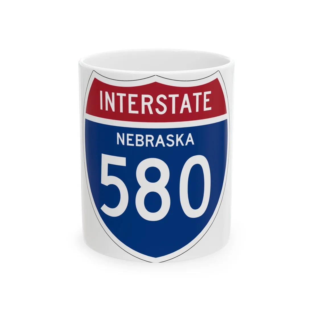 I-580 NE 1957 (Nebraska) (Road Sign) White Coffee Mug 11oz - Go Mug Yourself
