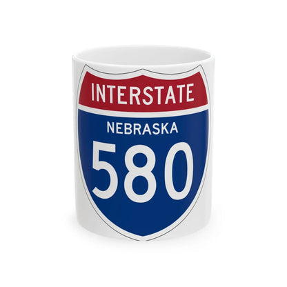 I-580 NE 1957 (Nebraska) (Road Sign) White Coffee Mug 11oz - Go Mug Yourself