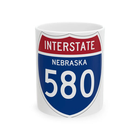 I-580 NE 1957 (Nebraska) (Road Sign) White Coffee Mug 11oz - Go Mug Yourself
