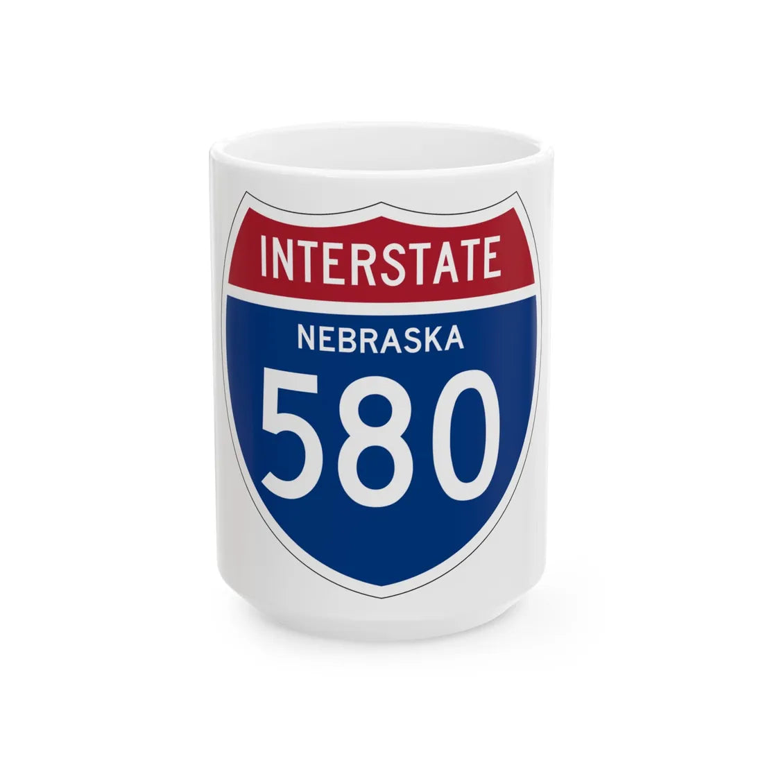 I-580 NE 1957 (Nebraska) (Road Sign) White Coffee Mug 15oz - Go Mug Yourself