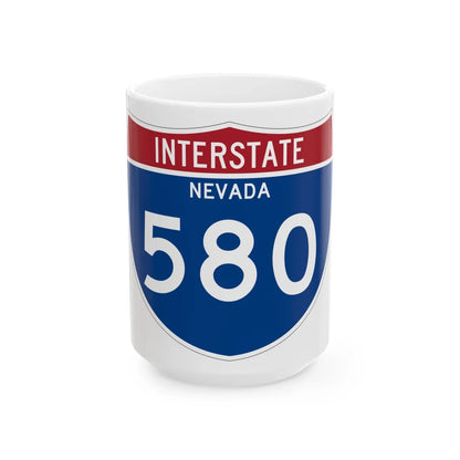 I-580 NV Metric (Nevada) (Road Sign) White Coffee Mug 15oz - Go Mug Yourself