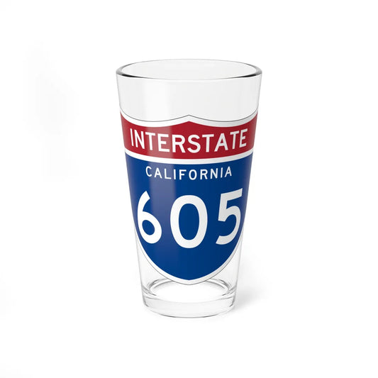 I-605 CA (California) (Road Sign) Pint Glass 16oz 16oz - Go Mug Yourself