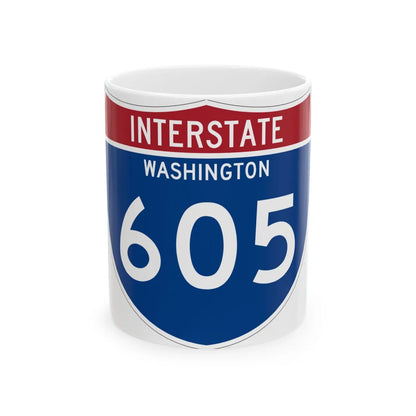 I-605 WA Metric (Washington) (Road Sign) White Coffee Mug 11oz - Go Mug Yourself