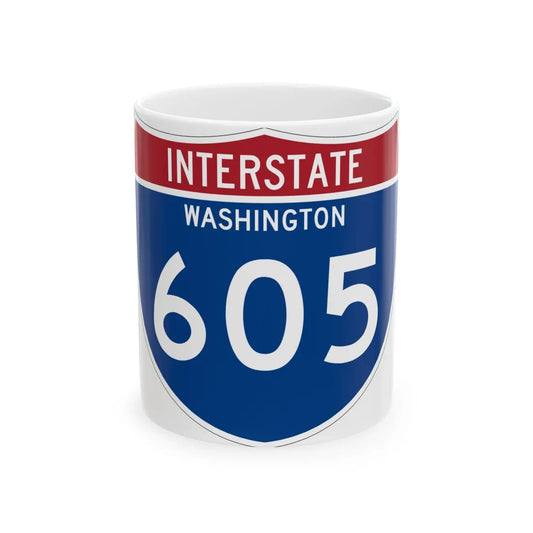 I-605 WA Metric (Washington) (Road Sign) White Coffee Mug 11oz - Go Mug Yourself