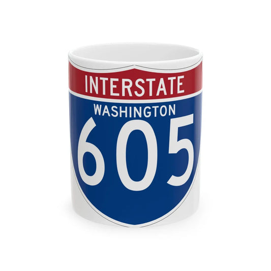I-605 WA (Washington) (Road Sign) White Coffee Mug 11oz - Go Mug Yourself
