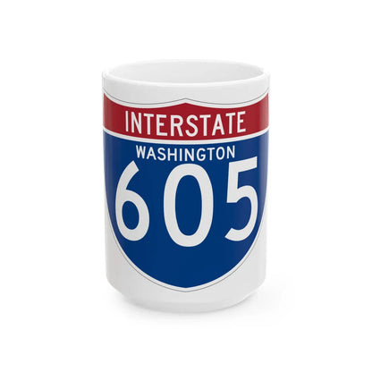 I-605 WA (Washington) (Road Sign) White Coffee Mug 15oz - Go Mug Yourself