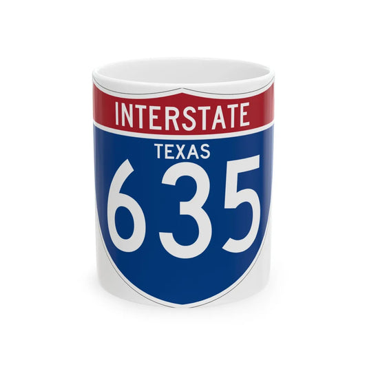I-635 TX (Texas) (Road Sign) White Coffee Mug 11oz - Go Mug Yourself