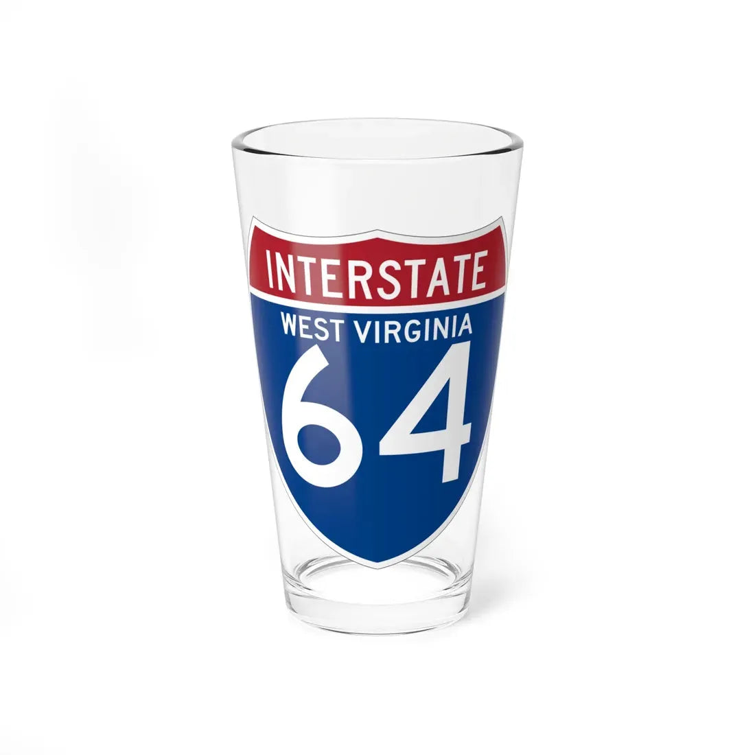 I-64 WV (Virginia) (Road Sign) Pint Glass 16oz 16oz - Go Mug Yourself